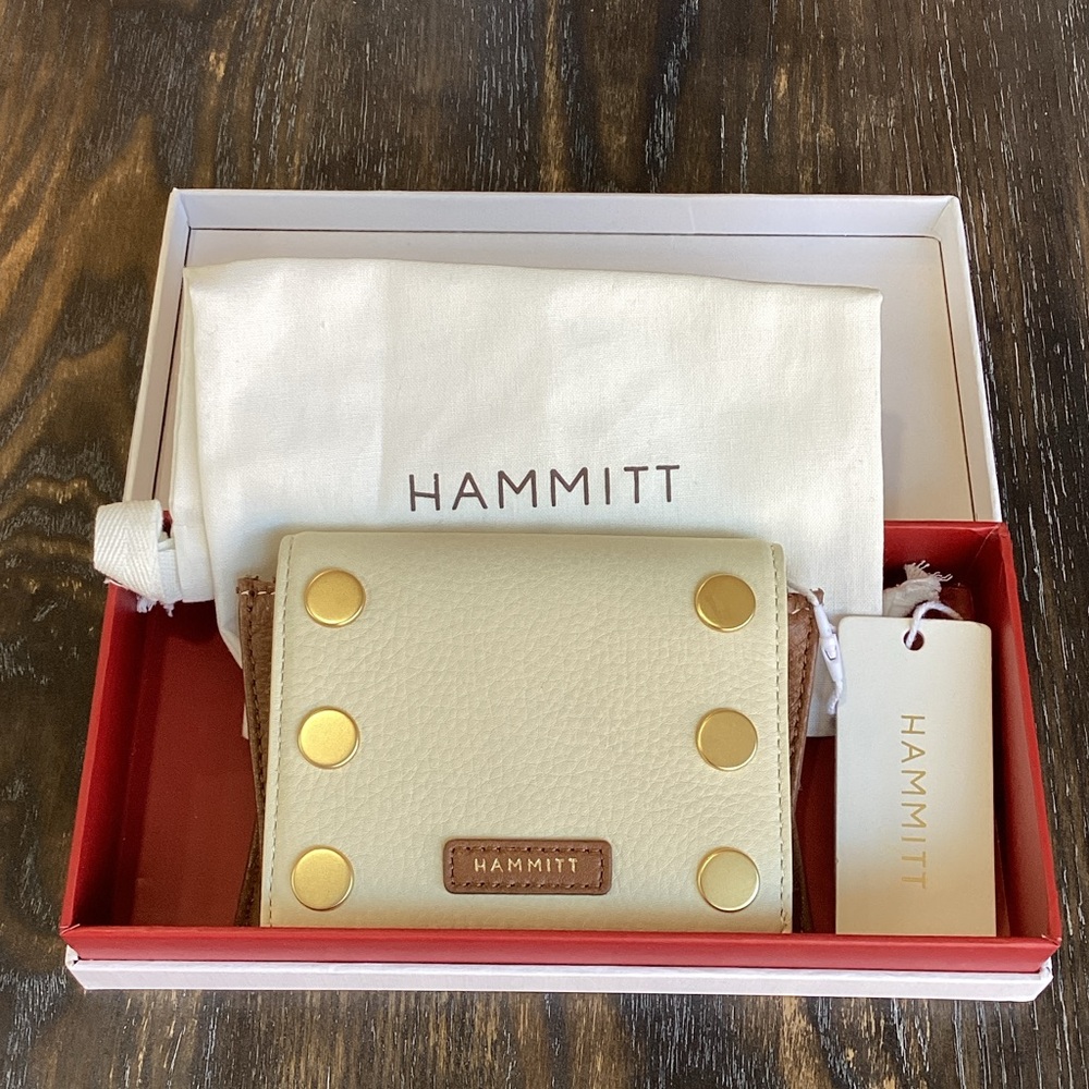 Hammitt Cream Leather Wallet with Gold Studs